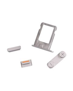 iPhone 5S / 5SE Compatible Power + Volume + Mute Button Set - Silver