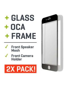 iPhone 5C Compatible Glass with OCA + Frame Black [2-Pack]