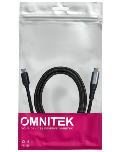 Omnitech USB-C to USB-C 1M 240W PD Black Nylon Braided Cable