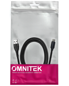 Omnitek USB-A to USB-C 1M Black Nylon Cable