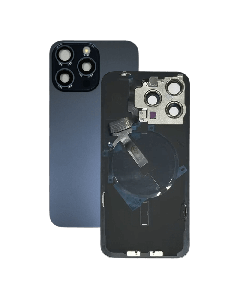 iPhone 15 Pro Max Rear Glass Only [With Camera Lens & Magsafe Flex] Blue