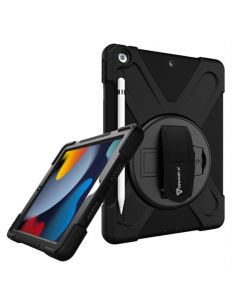 iPad 10.2 7/8/9th Gen Shockproof Rugged Case with Hand Strap and Kick-Stand & Pen Holder